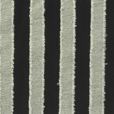 Black Vertical-Stripe Jersey Knit, Viscose-Poly