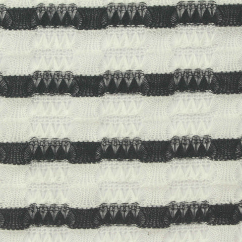 Black Horizontal-Stripe Chunky Knit, Polyester, 140 gsm