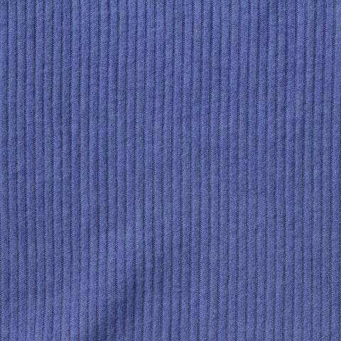 Brushed Polyester Viscose Stretch Rib Knit Fabric, 197 gsm, 135 cm — Blue