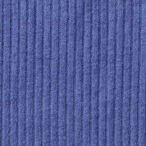 Brushed Polyester Viscose Stretch Rib Knit Fabric, 197 gsm, 135 cm — Blue