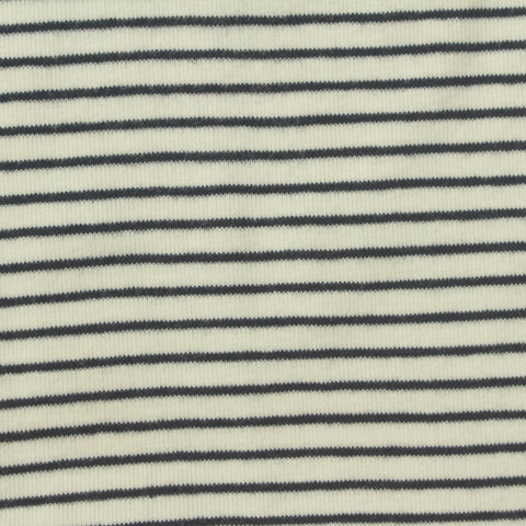 Dark Grey Horizontal-Stripe Rib Knit, Cotton, 240 gsm