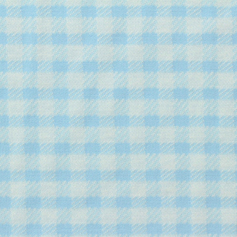 Light Blue Check Interlock Knit, Poly-Viscose