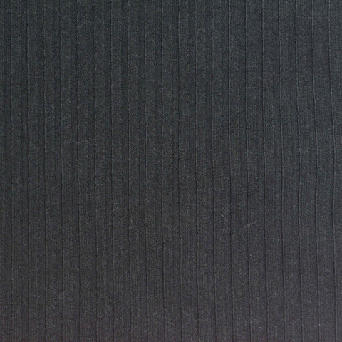 Polyester Viscose Stretch Rib Knit Fabric, 300 gsm, 134 cm — Black