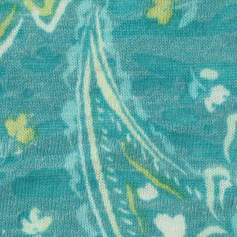 Teal Floral Jersey Knit, Poly-Cotton