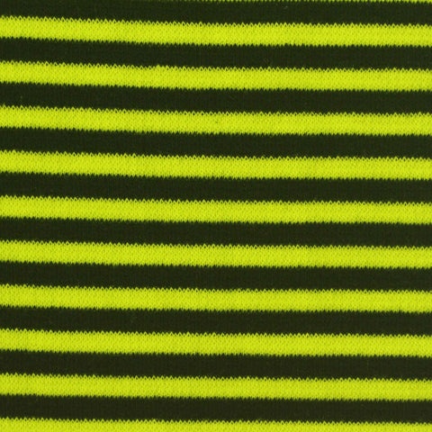 Neon Lime Horizontal-Stripe Interlock Knit, Poly-Cotton
