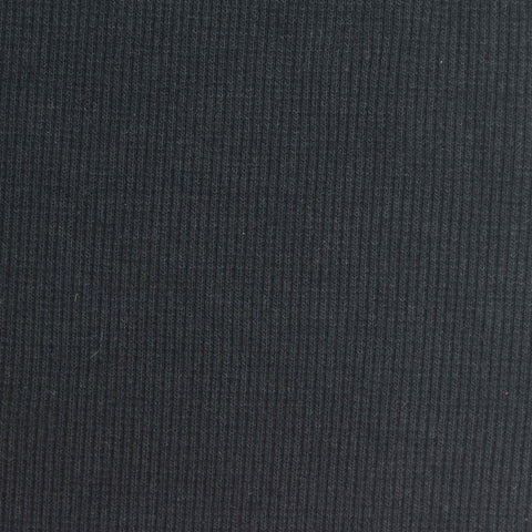 Black Ribbed Rib Knit, Poly-Cotton