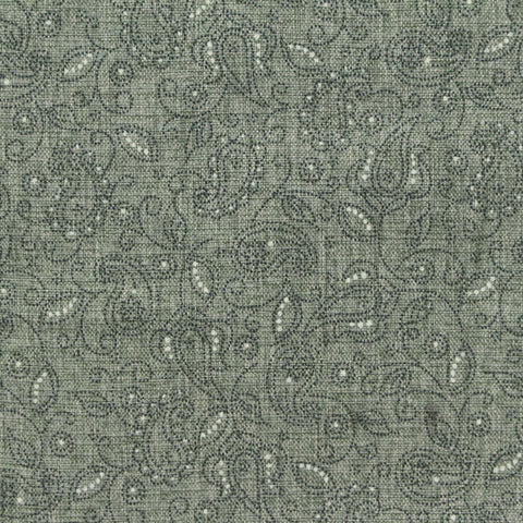 Muted Green Paisley Linen-Look, Poly-Viscose