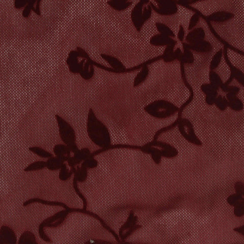 Floral Flocked 100% Polyester Knit Fabric, 112 gsm, 160 cm — Red