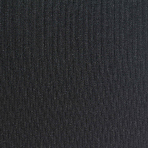 Polyester Viscose Stretch Rib Knit Fabric, 220 gsm — Black