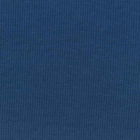 Cotton Polyester Stretch Rib Knit Fabric, 310 gsm, 122 cm — Blue