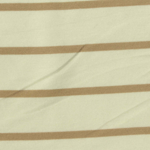 Striped Polyester Viscose Stretch Jersey Knit Fabric, 200 gsm, 152 cm — White
