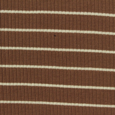 Brown Horizontal-Stripe Rib Knit, Viscose
