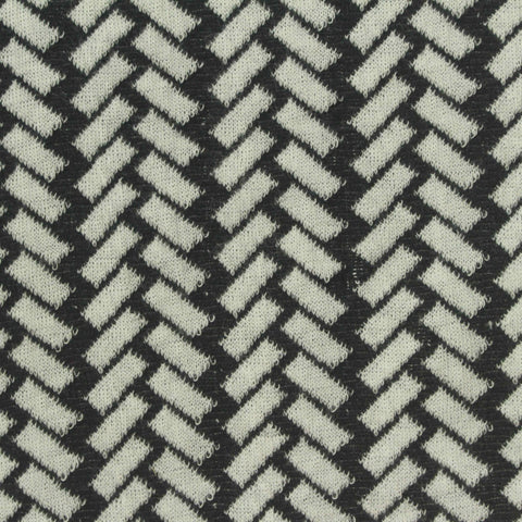 Black Herringbone Interlock Knit, Polyester