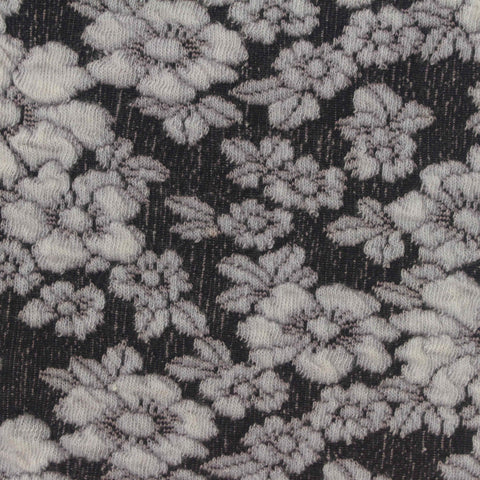 Grey Floral Interlock Knit, Cotton-Poly