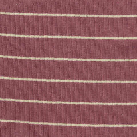 Cream Horizontal-Stripe Rib Knit, Cotton
