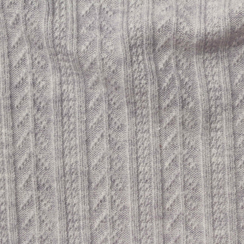 Pale Grey Textured-Stripe Pointelle Knit, Viscose-Poly