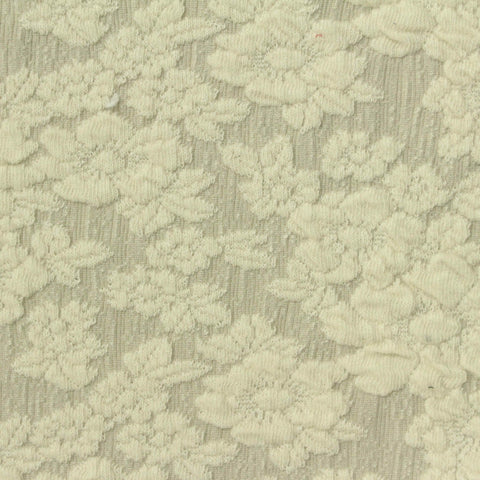 Cream Floral Interlock Knit, Cotton-Poly
