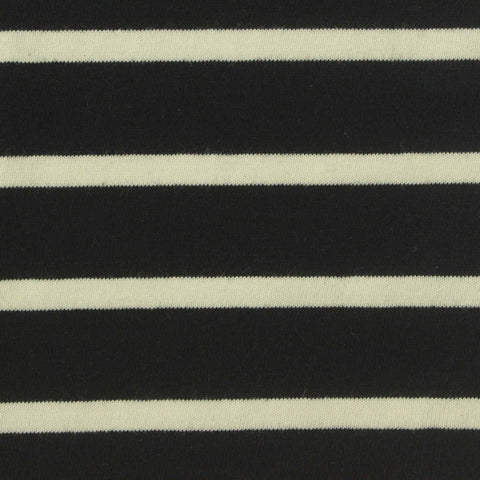 White Horizontal-Stripe Jersey Knit, Poly-Cotton