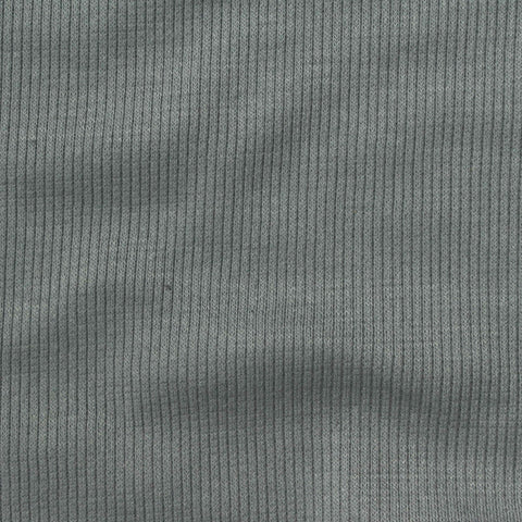 Grey Ribbed Rib Knit, Poly-Cotton