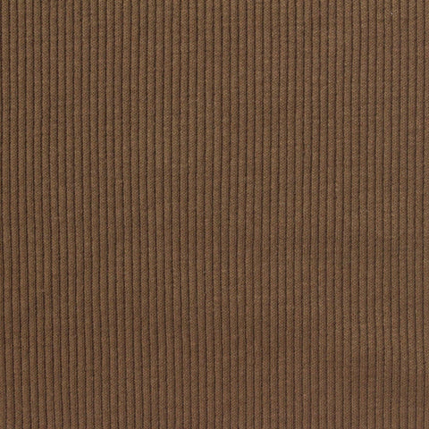 Polyester Cotton Stretch Rib Knit Fabric, 367 gsm, 135 cm — Brown
