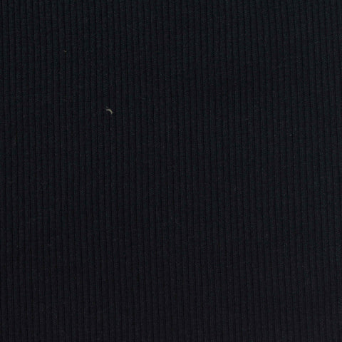 Polyester Cotton Stretch Rib Knit Fabric, 334 gsm, 135 cm — Black