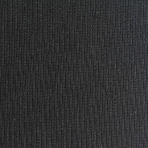 Polyester Cotton Stretch Rib Knit Fabric, 387 gsm, 130 cm — Black
