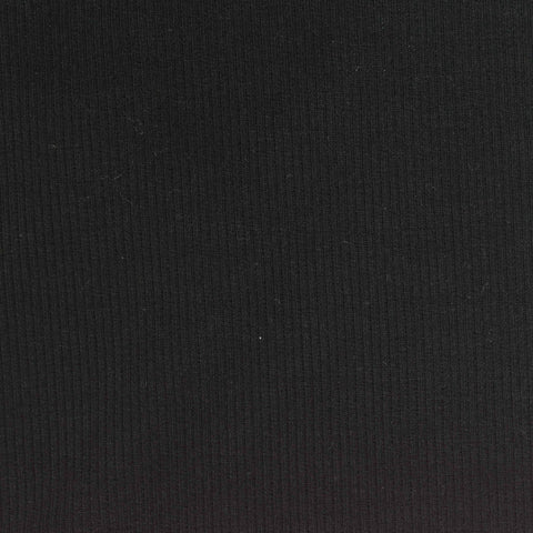 Polyester Viscose Stretch Rib Knit Fabric, 260 gsm, 160 cm — Black