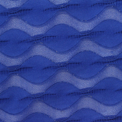 Royal Blue Wavy-Stripe Jersey Knit, Polyester