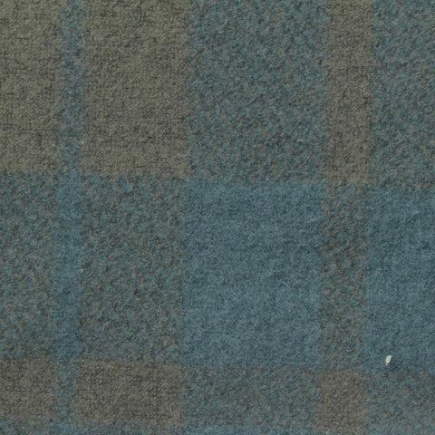 Muted Blue Plaid French Terry, Cotton-Poly