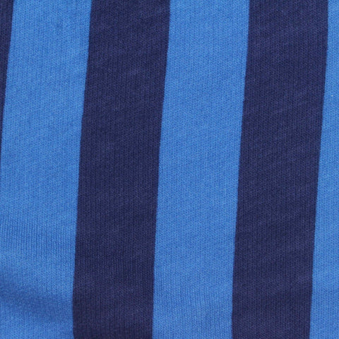 Bright Blue Vertical-Stripe French Terry, Cotton