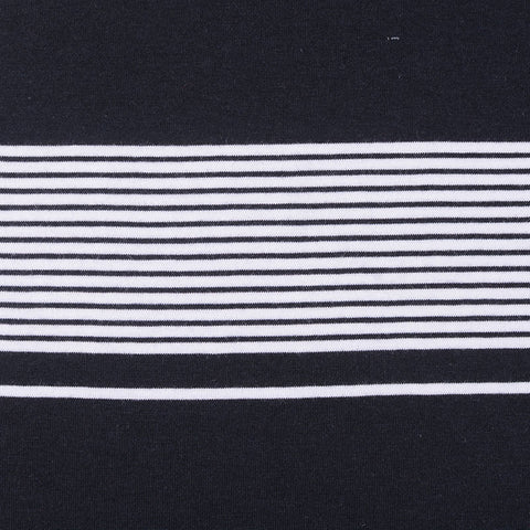 Black Horizontal-Stripe Jersey Knit, Cotton-Modal, 160 gsm