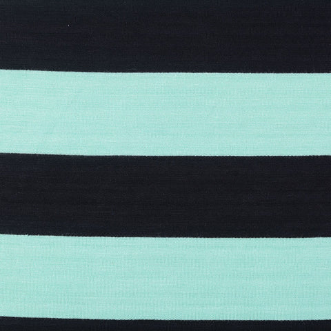 Black Horizontal-Stripe Jersey Knit, Viscose, 152 gsm