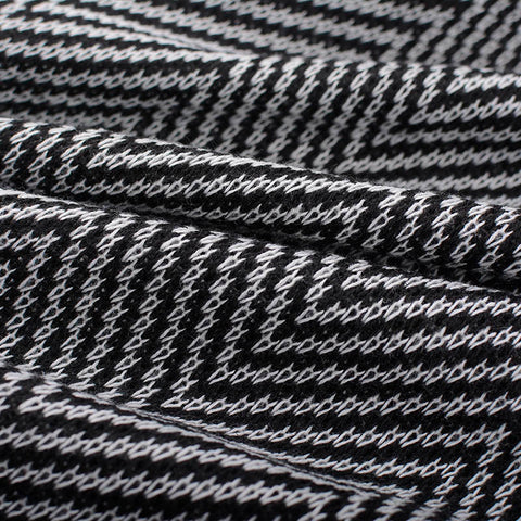 Black Chevron Chunky Knit, Cotton-Poly, 300 gsm
