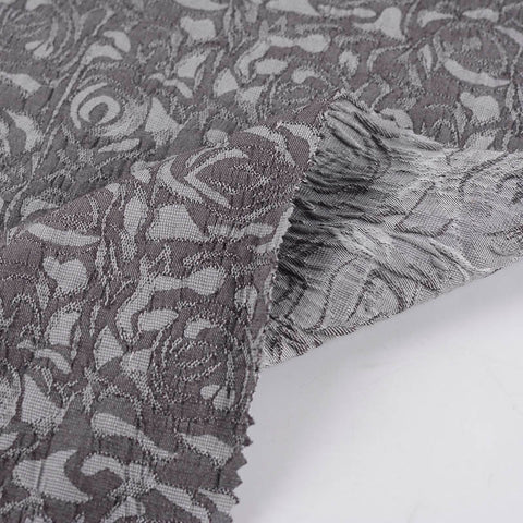 Grey Floral Jacquard, Cotton-Poly