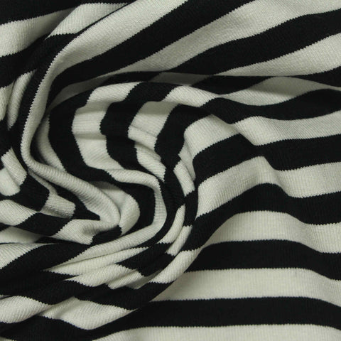 Black Horizontal-Stripe Knit, Viscose, 270 gsm