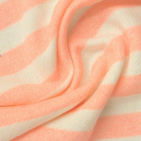 Peach Horizontal-Stripe French Terry, Cotton-Poly