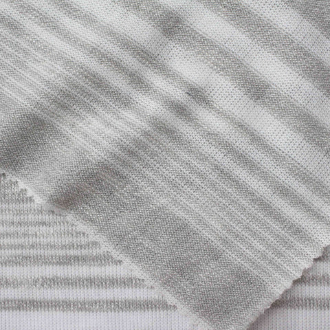Grey Horizontal-Stripe Rib Knit, Poly-Viscose, 200 gsm