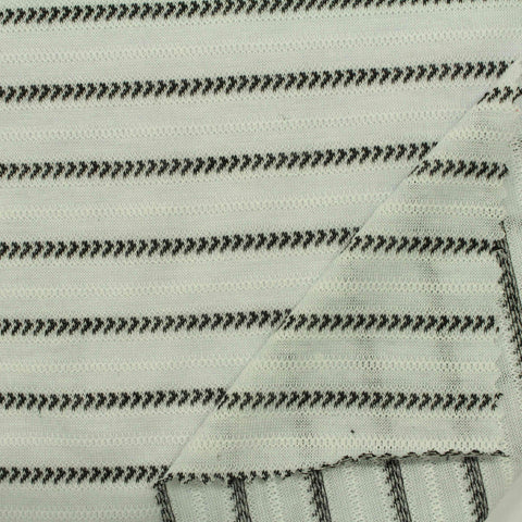 Grey Horizontal-Stripe Knit, Polyester, 120 gsm, 165 cm