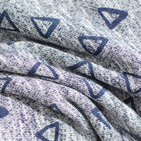 Dark Blue Triangles French Terry, Cotton