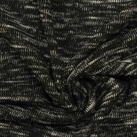 Black Marl Chunky Knit, Poly-Viscose, 220 gsm, 175 cm