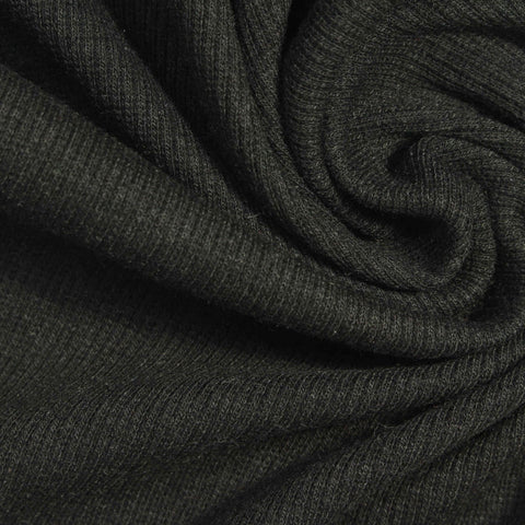 Polyester Cotton Stretch Rib Knit Fabric, 278 gsm, 120 cm — Green