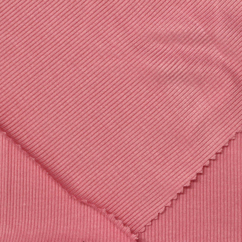 Viscose Stretch Rib Knit Fabric, 260 gsm, 130 cm — Pink
