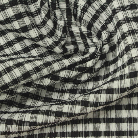 Plaid Polyester Stretch Crepe Fabric, 120 gsm, 160 cm — Multi