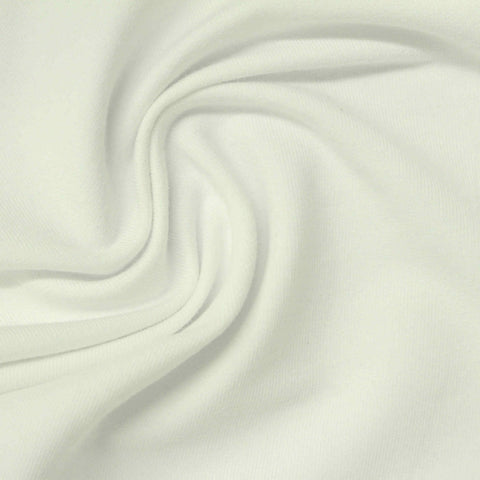 Cotton Polyester Stretch French Terry Fabric, 255 gsm, 162 cm — White