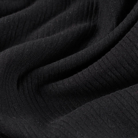 Black Ribbed Rib Knit, Polyester