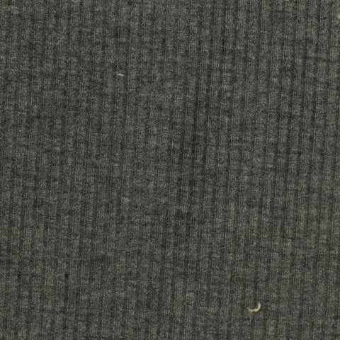 Dark Grey Heather Rib Knit, Poly-Viscose