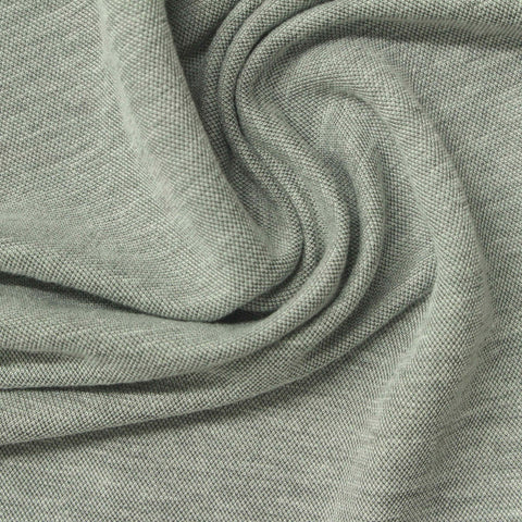 Heathered Grey-Green Marl Piqué Knit, Viscose-Nylon