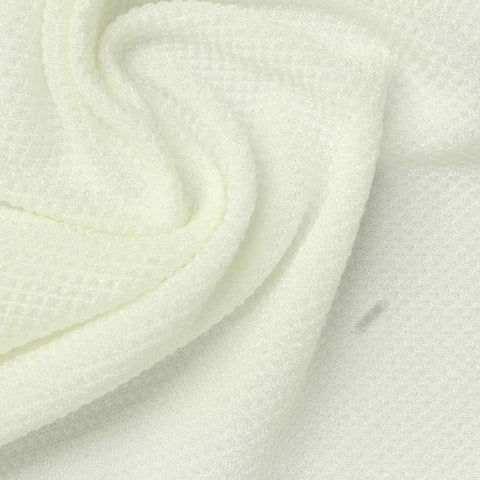 Jacquard Acetate Polyester Stretch Interlock Knit Fabric, 230 gsm, 143 cm — White