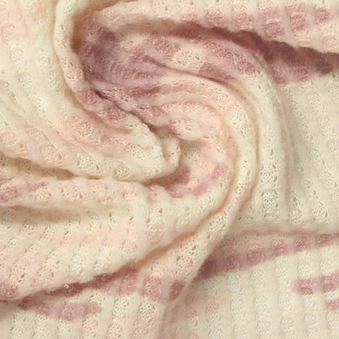 Cream Abstract Waffle Knit, Poly-Viscose