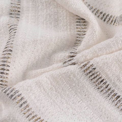 White Stripes Chunky Knit, Poly-Viscose, 268 gsm